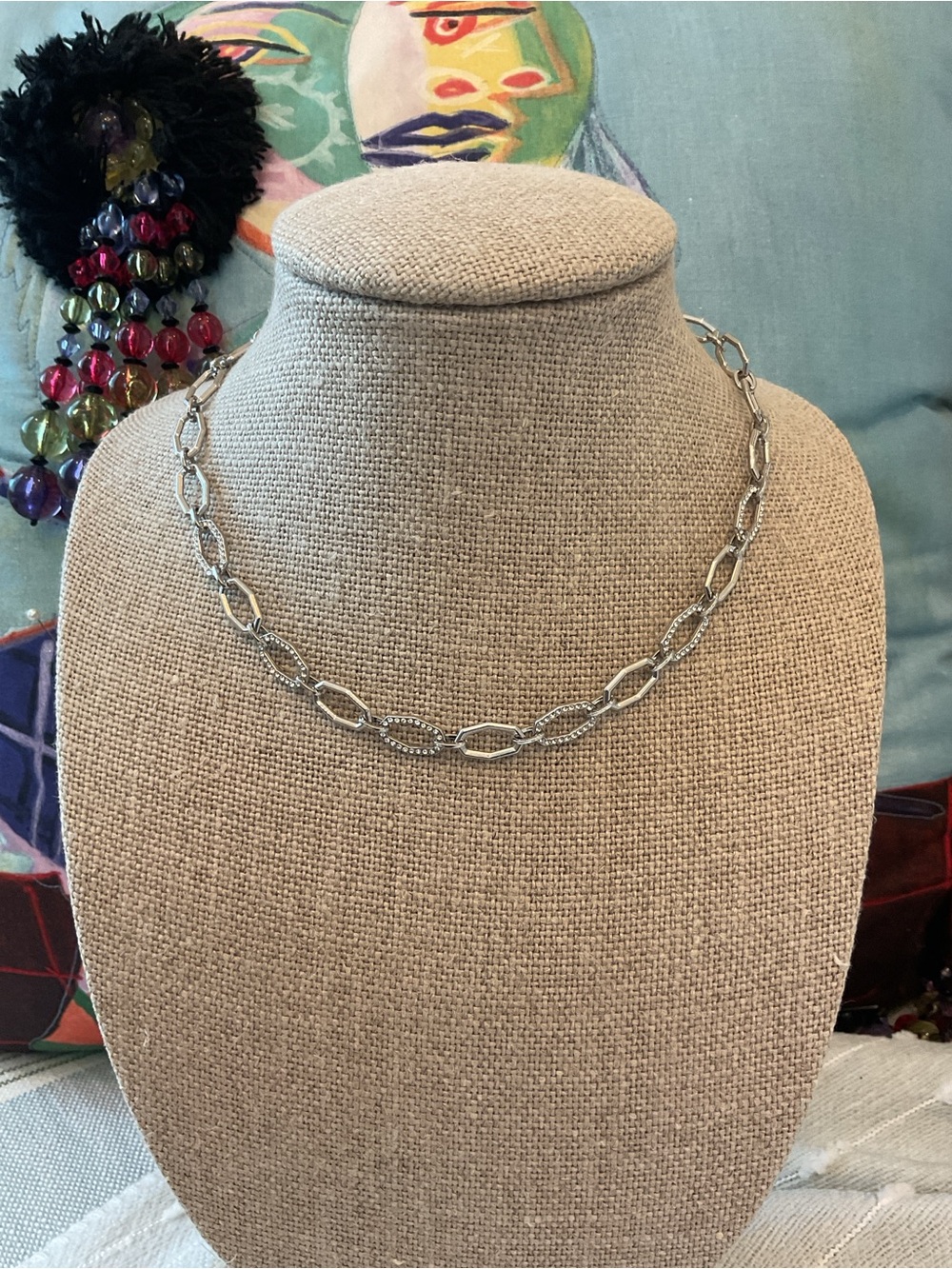 Charter Club Silver-Tone PavƩ Link Necklace